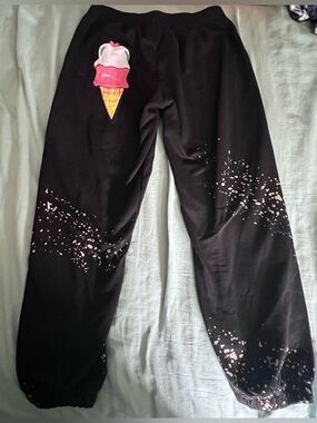 Primp Black Splatter Ice Cream Sweatpants Style ASO Jessica Simpson Size Large